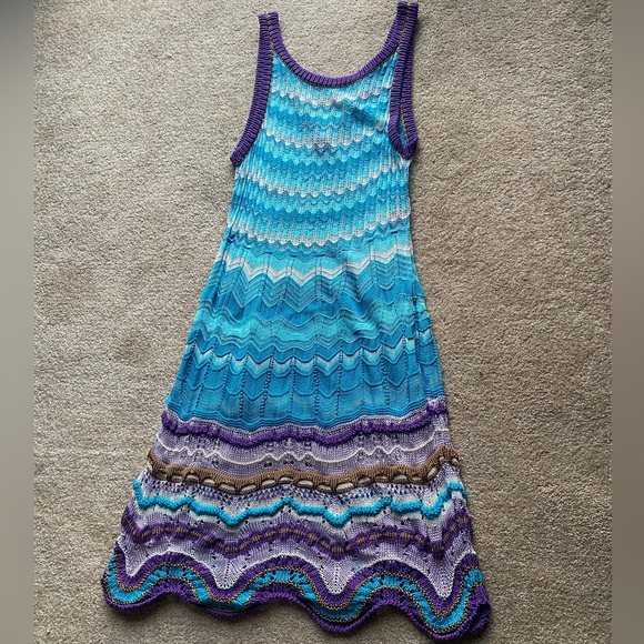 missoni knit sleeveless dress 4 small multicolor funky pattern weave beachy tank - Picture 3 of 5